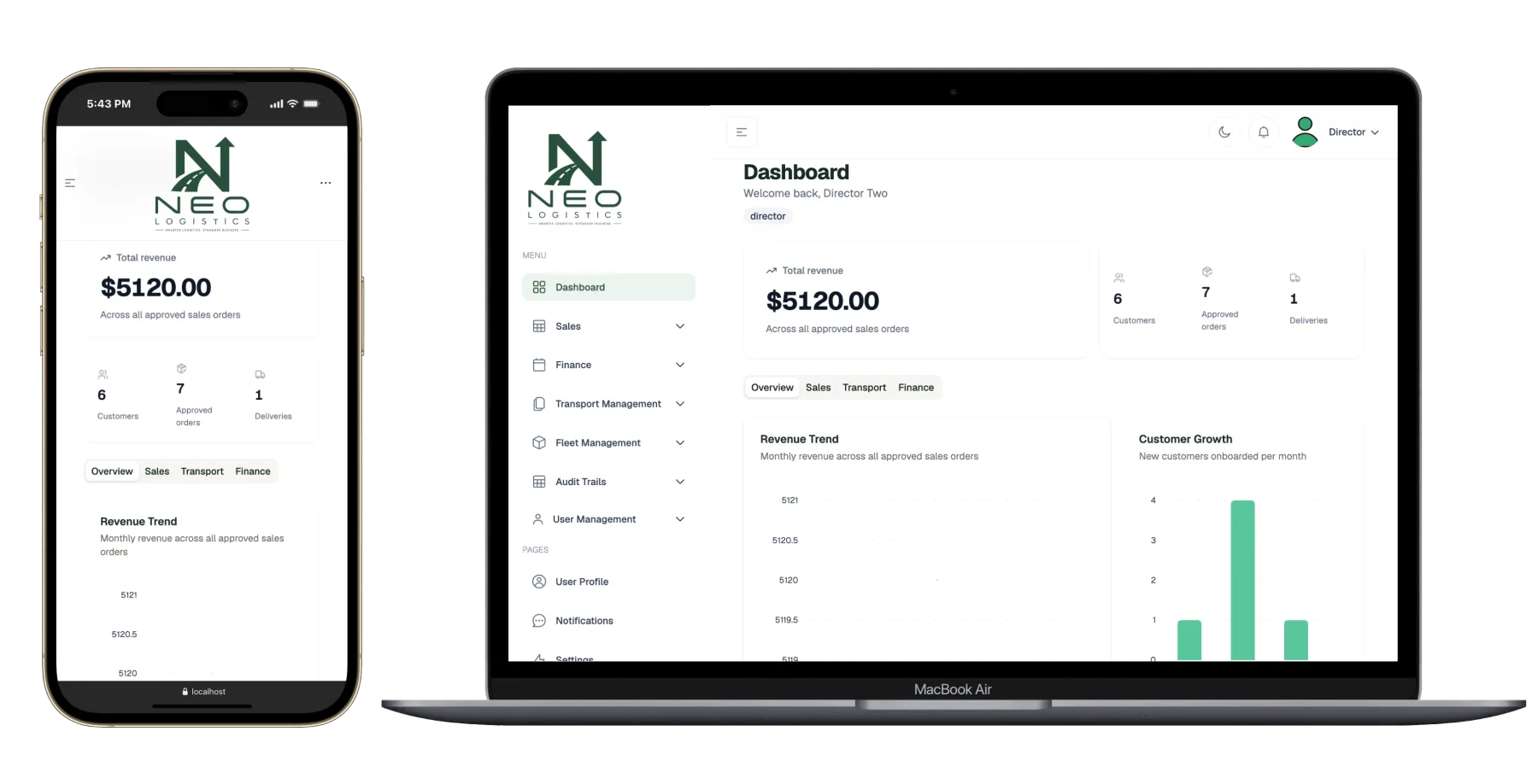 NeoLogistics interface screenshot